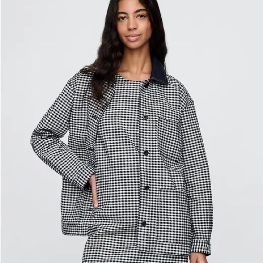 NWT Gap × DÔEN Gingham Denim Jacket Medium
